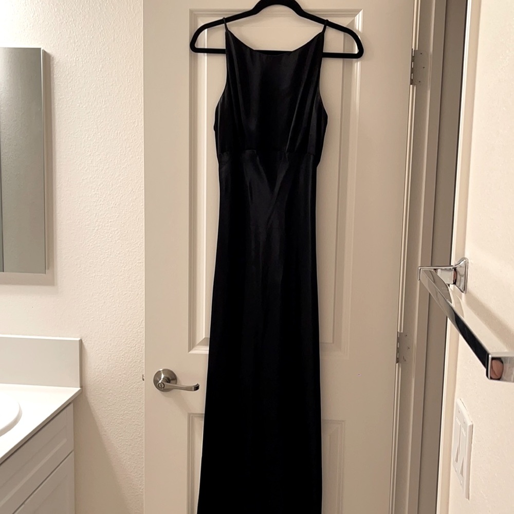 Beautiful Black Satin Maxi Dress/Prom Gown Size 4